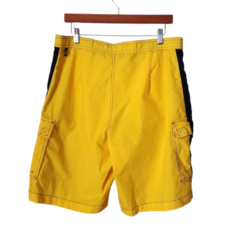 POLO SPORT RALPH LAUREN x VINTAGE 90s board shorts in yellow / blue size 34 - Picture 2 of 9